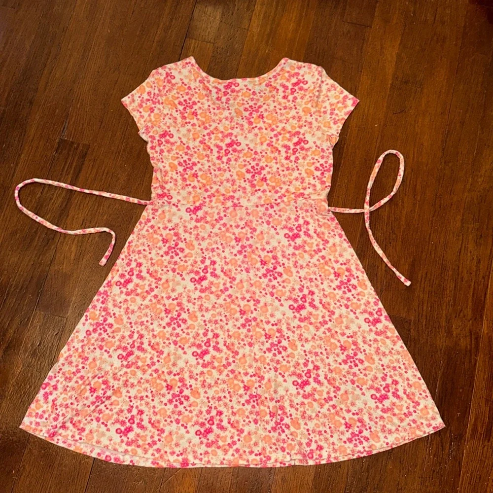 Girls Justice Pink, Orange & White Crisscross Floral Sundress – Size 12